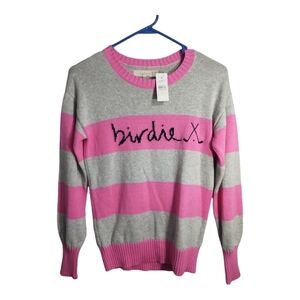 Loft 100% Cotton Striped Birdie Casual Preppy Crew neck Sweater Sz XS‎